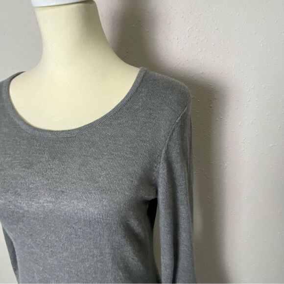 Calvin Klein Gray Long Bell Sleeve Career Wear Knee Length Sweater Dress Size L - Picture 13 of 14